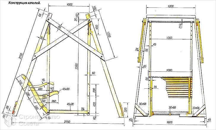Как сделать дачные качели из металла чертежи