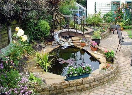 пруд с мостиком на даче фото #12