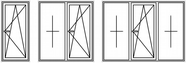 Схема оконных конструкций с различным количеством створок