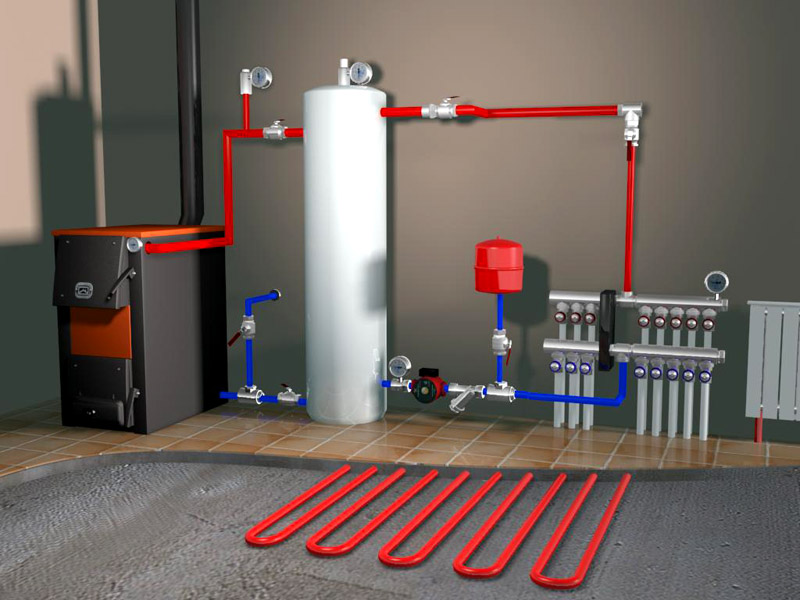Подключение коллектора с насосом