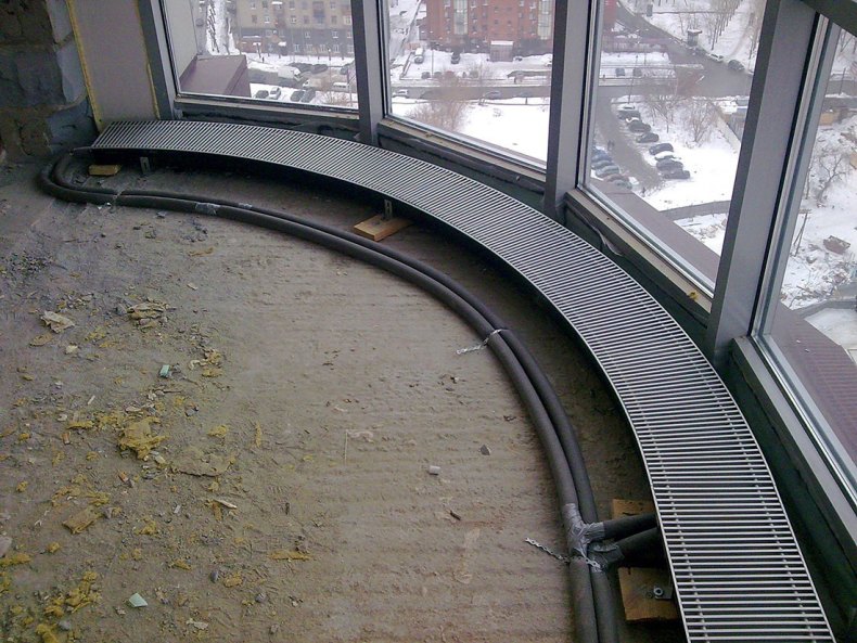 Встраиваемые в пол водяные конвекторы отопления, внутрипольные