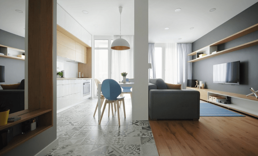 Пол в кухне-гостиной