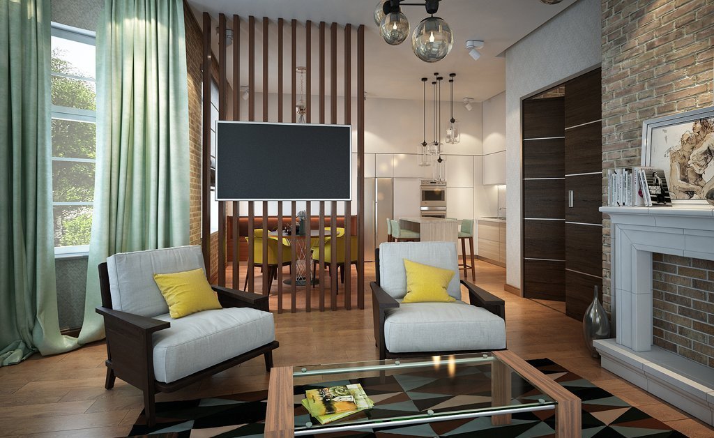 Современная кухня-гостиная