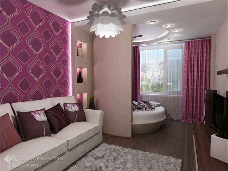 Зонирование перегородкой из гипсокартона