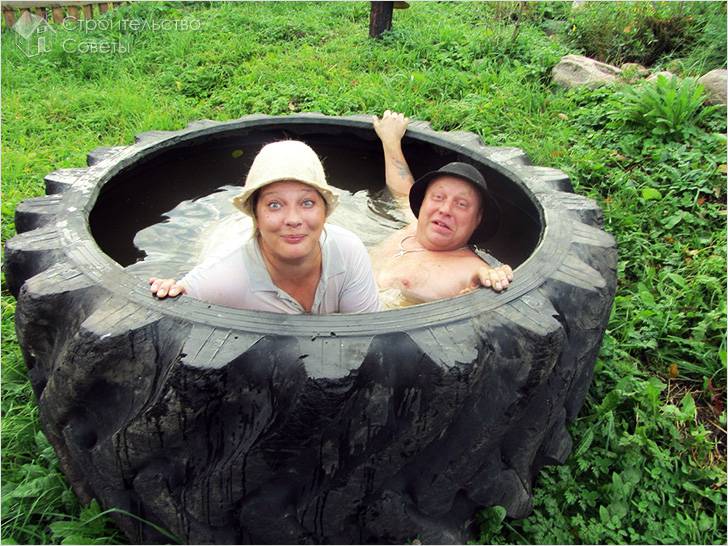 Изготовление бассейна из покрышек