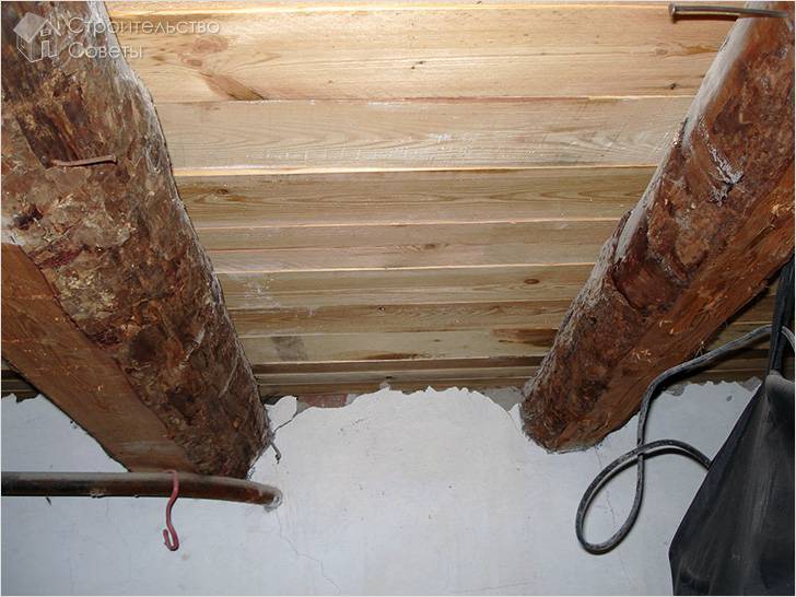 Деревянный пол подвала