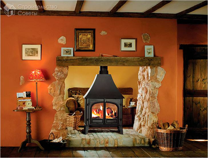 Печь-камин в стиле шале