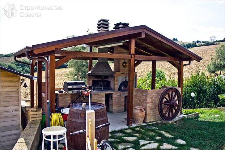Оригинальная беседка с мангалом