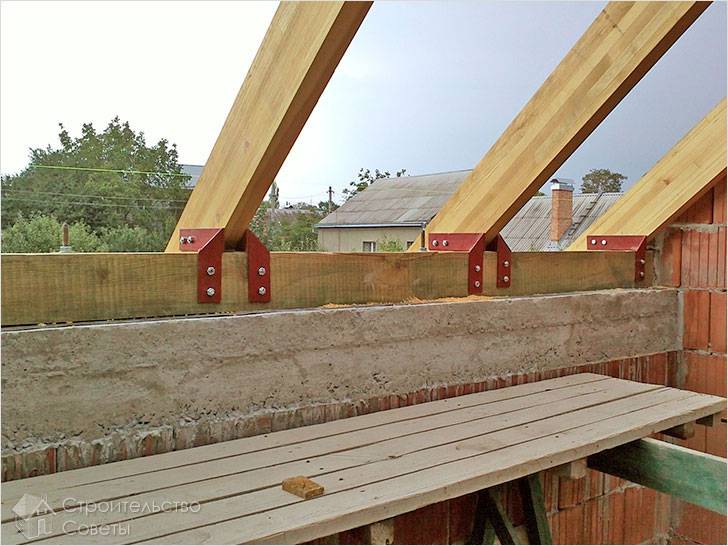 Крепление стропильных ног