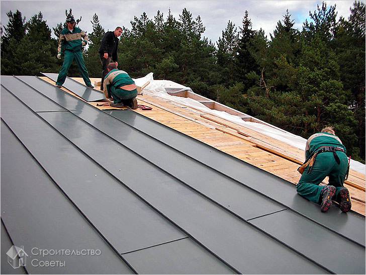 Фальцевая кровля односкатной крыши