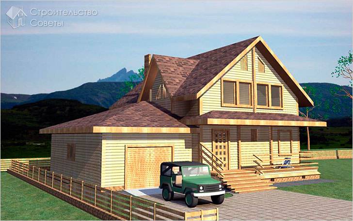 Одинаковая крыша на доме и пристроенном гараже