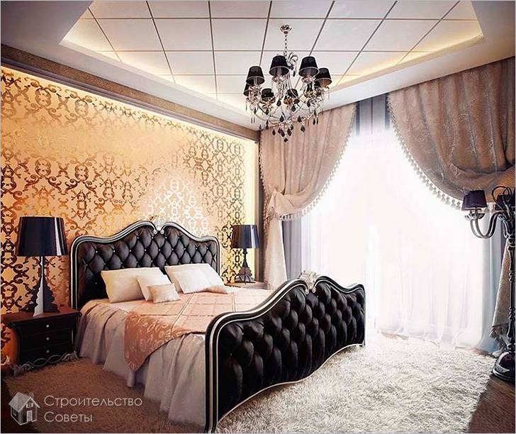 Шторы с отделкой в спальне