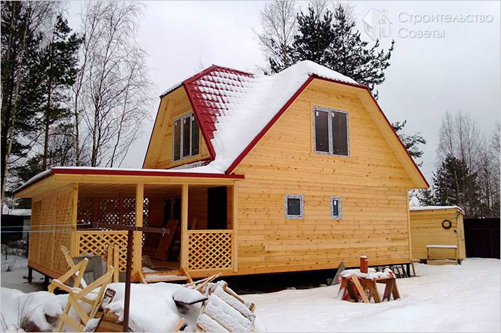 Как построить баню с мансардой и террасой
