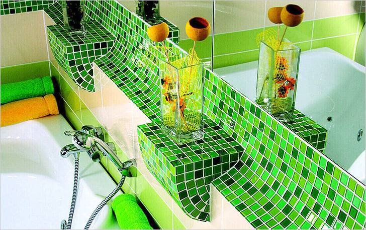 Отделка ванной комнаты мозаичной плиткой