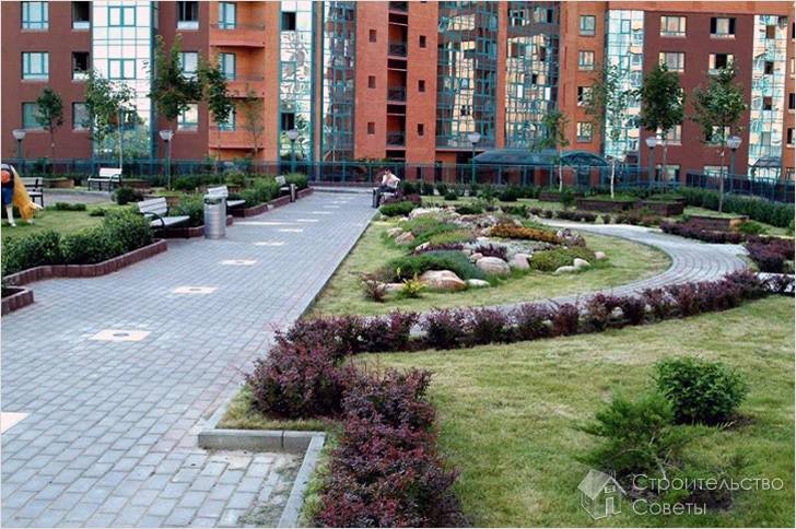 Благоустроенная придомовая территория