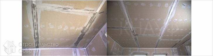 Потолок после нанесения шпаклевки