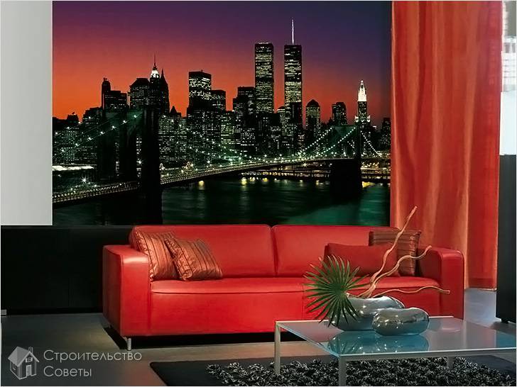 Ночной город в красных тонах