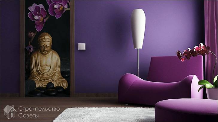 Обои с изображением на дверь