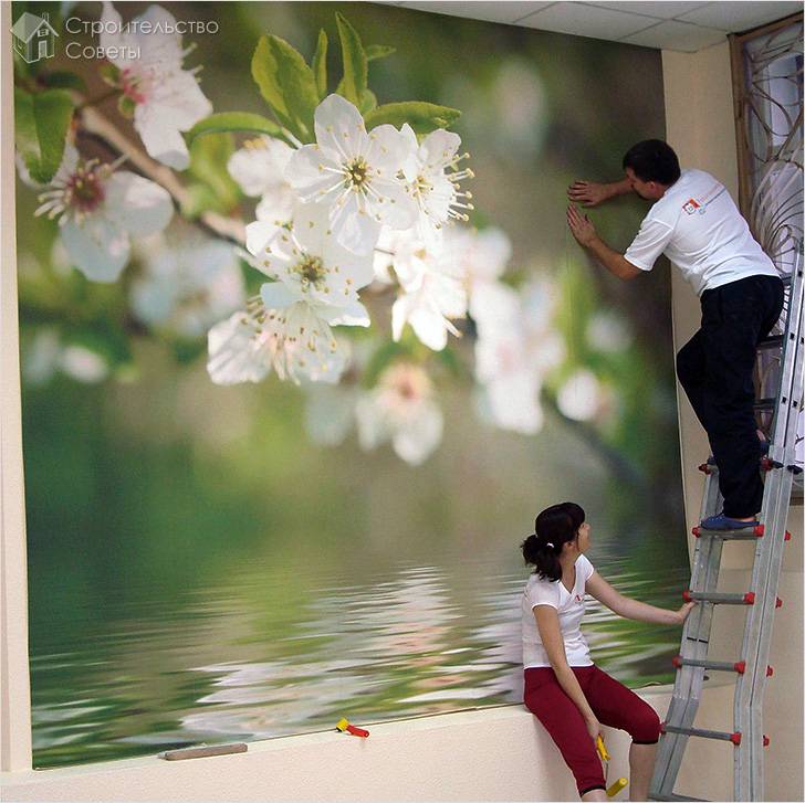 Процесс наклеивания