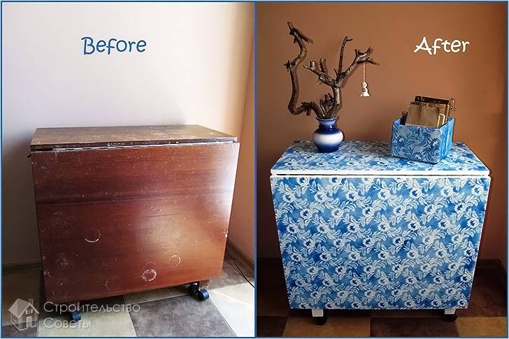 Ремонт раскладного стола до и после