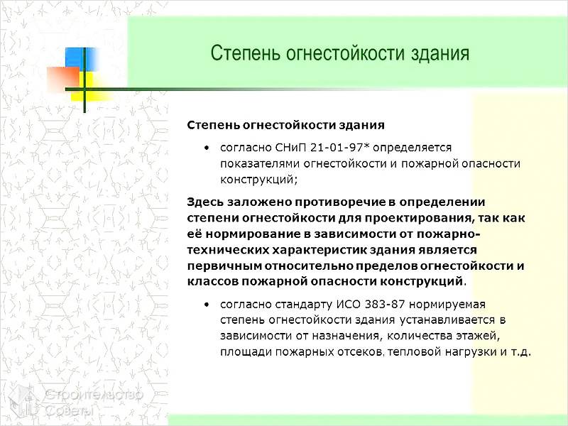 Степень огнеупорности здания