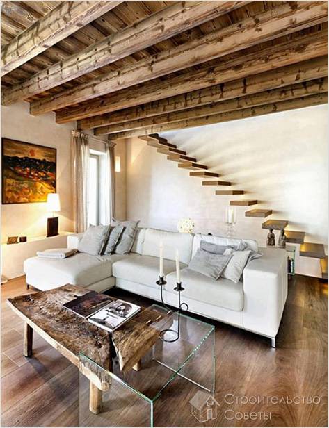 Необработанное дерево в интерьере