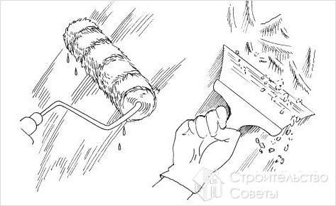 Снятие побелки шпателем