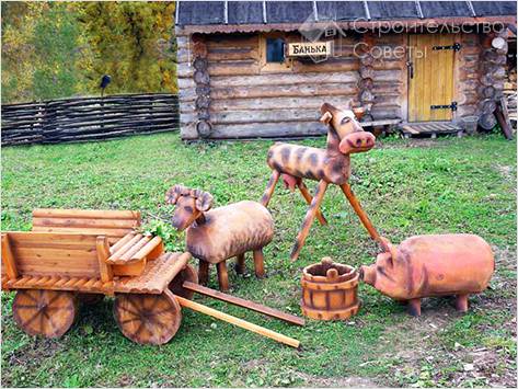 Атрибуты деревенского стиля — деревянные фигурки