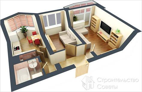 Дизайн двухкомнатной хрущевки