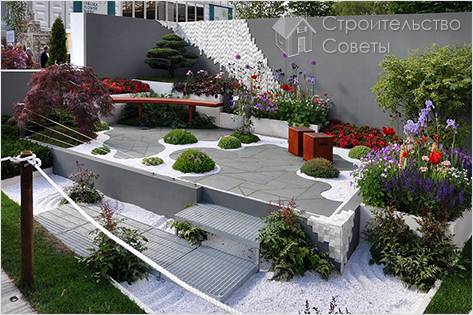 Декор сада в серых тонах