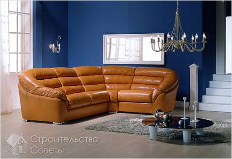 Массивный кожаный угловой диван