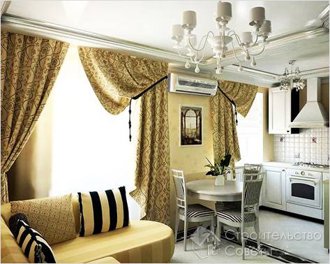 Объединение гостиной с кухней