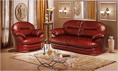 Сочетание цвета кожаных диванов в интерьере