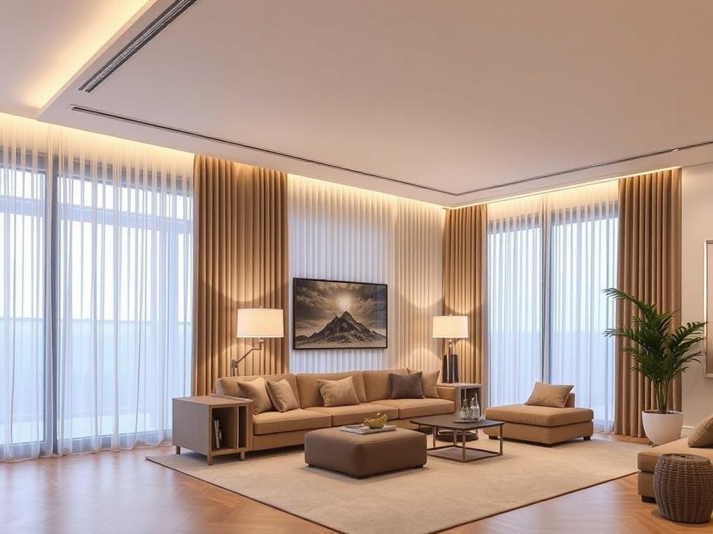 Motorized curtain tracks in luxury projects Motorized curtain tracks in luxury projectsфото