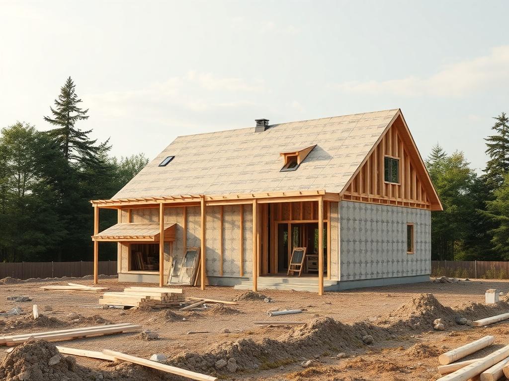 construction of a private houseфото