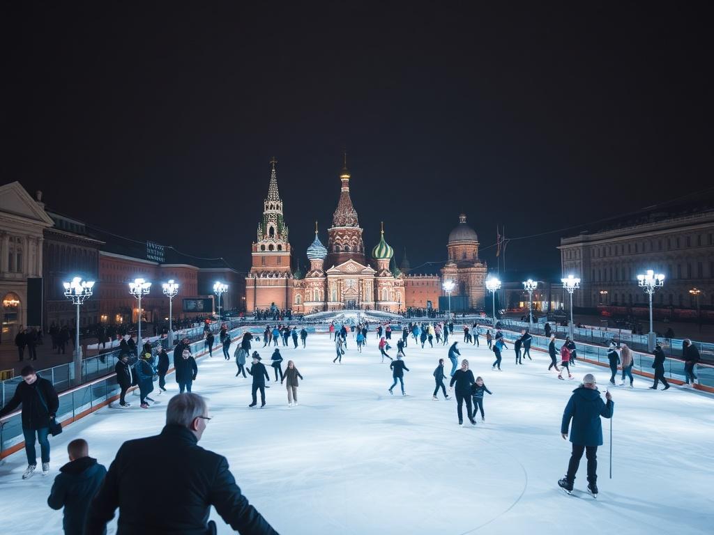 Skating rink on Red Square, Moscow Skating rink on Red Square, Moscowфото