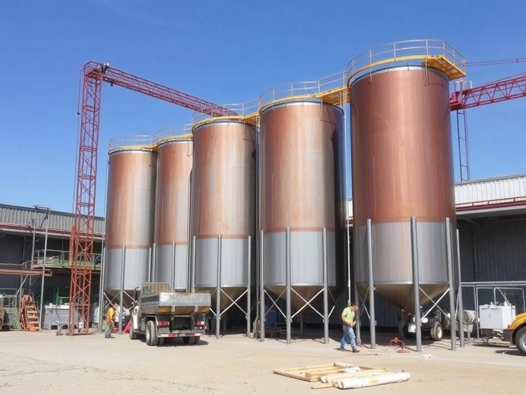Vertical steel tanks and how they are assembled at industrial sitesфото